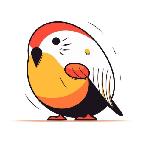 Cute cartoon bird. Vector illustration isolated on a white backg