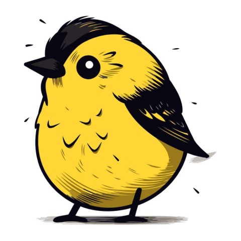 Vector illustration of a cute little yellow bird. Isolated on wh