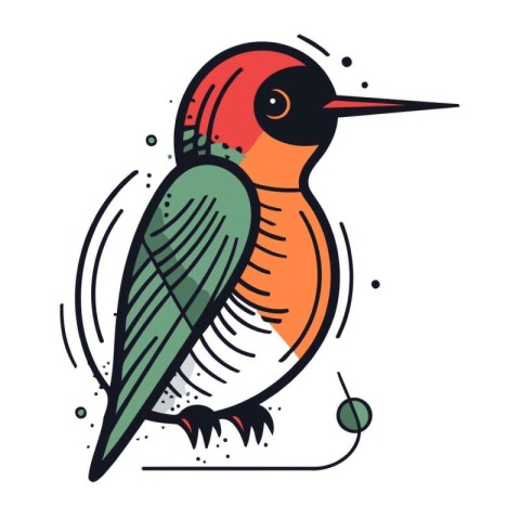 Vector illustration of a red crowned woodpecker.