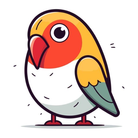 Vector illustration of cute parrot bird. Cute cartoon parrot.