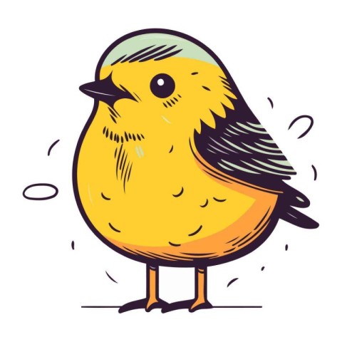 Cute little bird. Hand drawn vector illustration in cartoon styl