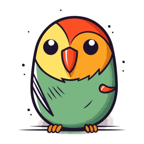 Cute cartoon parrot. Vector illustration isolated on white backg