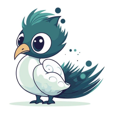 Cute cartoon bird isolated on a white background. Vector illustr