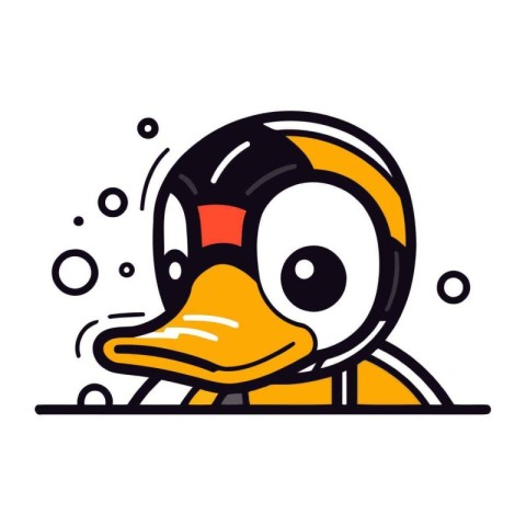 Cute cartoon duck mascot. Vector illustration isolated on white