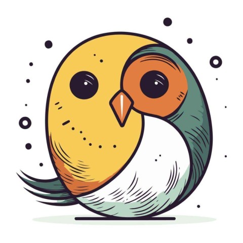 Cute cartoon bird. Vector illustration. Isolated on white backgr