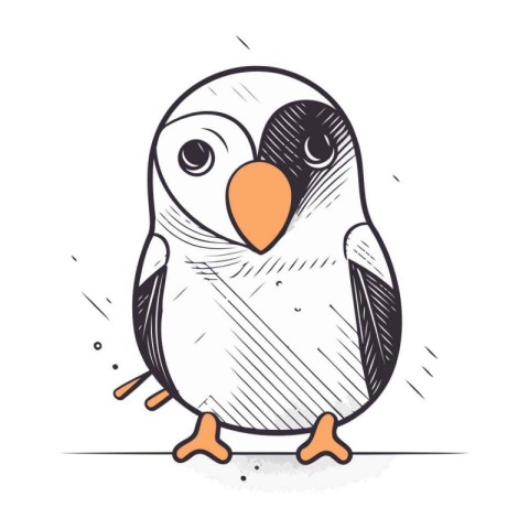 Penguin doodle vector illustration. Hand drawn cartoon penguin.