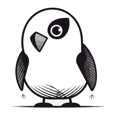 cute cartoon penguin on a white background. Vector illustration.