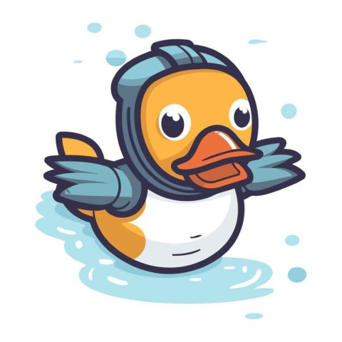 Cute cartoon duck. Vector illustration isolated on a white backg