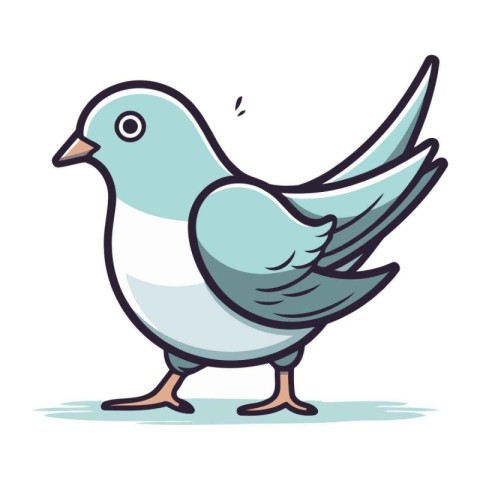 Pigeon Bird Cartoon Vector Illustration. Isolated On White Backg