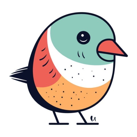 Cute cartoon bird. Vector illustration isolated on a white backg