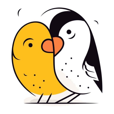 Cute penguin and chick. Vector illustration in cartoon style.