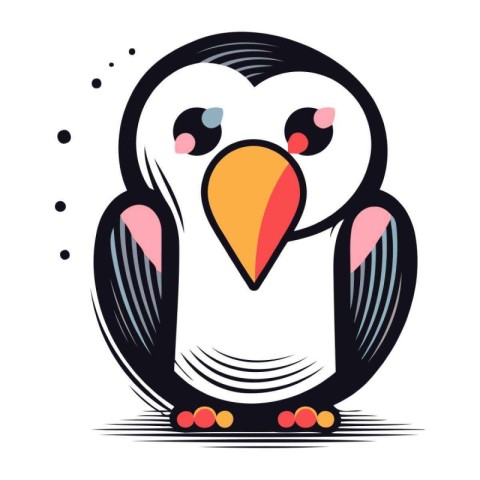 Cute cartoon penguin. Vector illustration isolated on white back