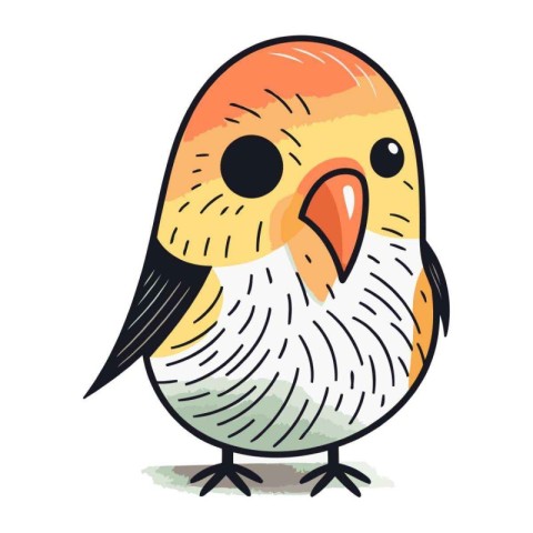 Colorful vector illustration of a cute little bird on a white ba