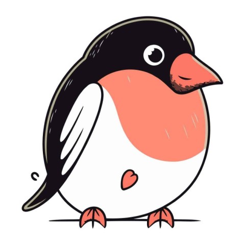 Bullfinch bird. Hand drawn vector illustration isolated on white