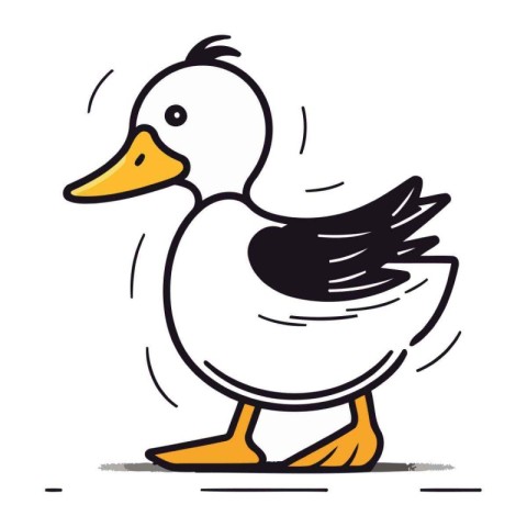 Duck on a white background. Vector illustration in cartoon style