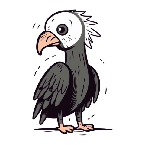 Illustration of a black and white vulture. Vector illustration.