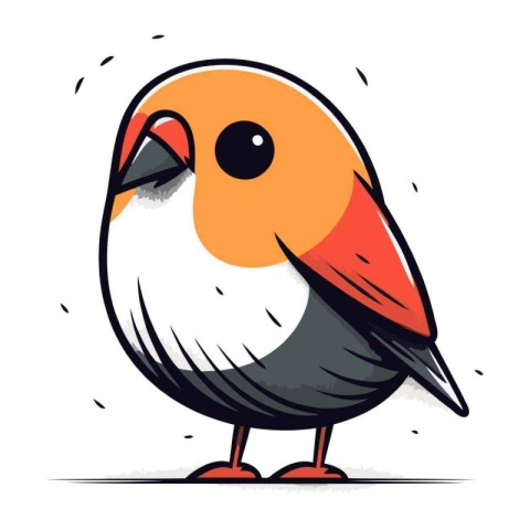 Cute cartoon bird on white background. Vector illustration for y