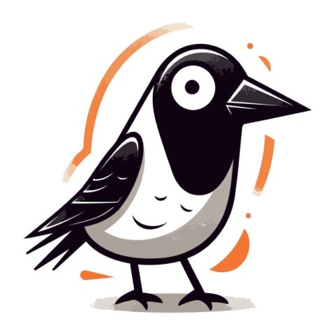 Crow on a white background. Vector illustration in cartoon style