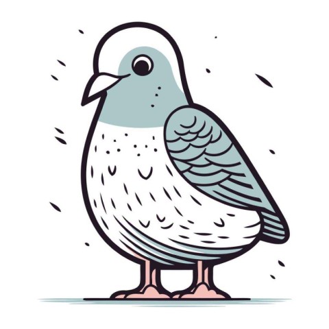 Pigeon. Vector illustration of a cute pigeon. Cartoon style.