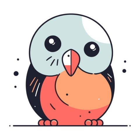 Cute cartoon parrot. Vector illustration in flat linear style.