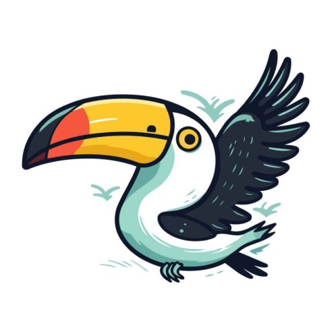 Cute Toucan Bird Cartoon Vector Illustration on White Background