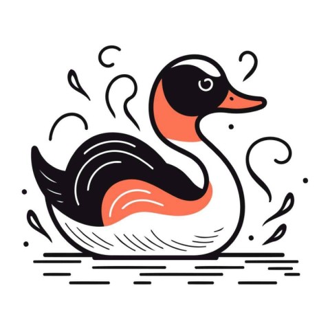 Duck. Vector illustration. Isolated on a white background.