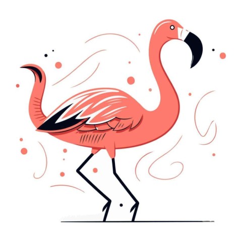 Flamingo in flat style isolated on white background. Vector illu