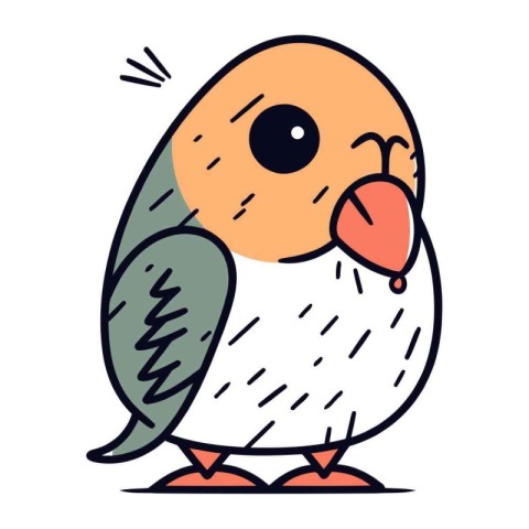 Cute little bird. Hand drawn vector illustration in cartoon styl