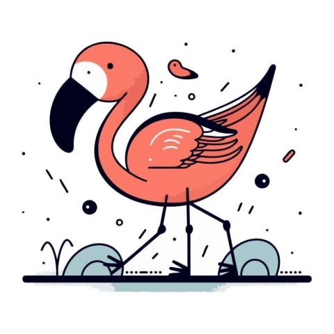 Flamingo bird. Vector illustration in doodle style.