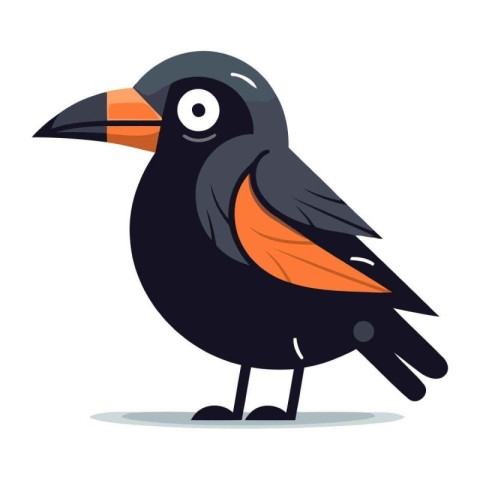 Cute cartoon crow. Vector illustration isolated on a white backg