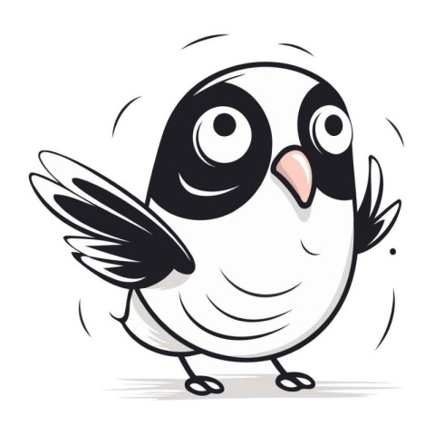 Vector illustration of cute cartoon penguin isolated on a white