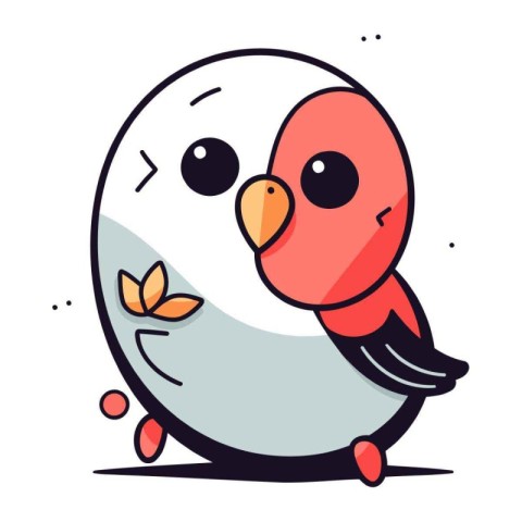 Cute little bird with a flower in its beak. Vector illustration.