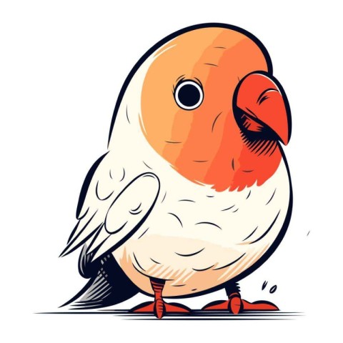 Vector illustration of a cute parrot in cartoon style isolated o