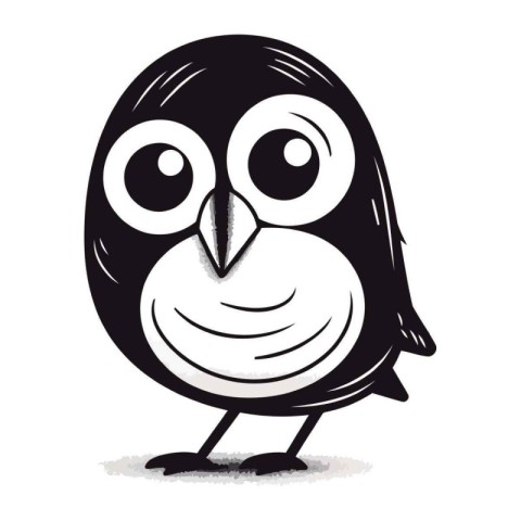 Cute cartoon black bird isolated on white background. Vector ill