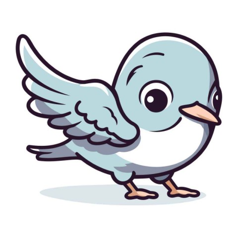 Cute Blue Bird Cartoon Mascot Character Vector Illustration.