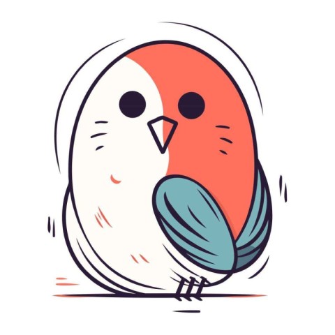 Vector illustration of cute bird in doodle style. Isolated on wh