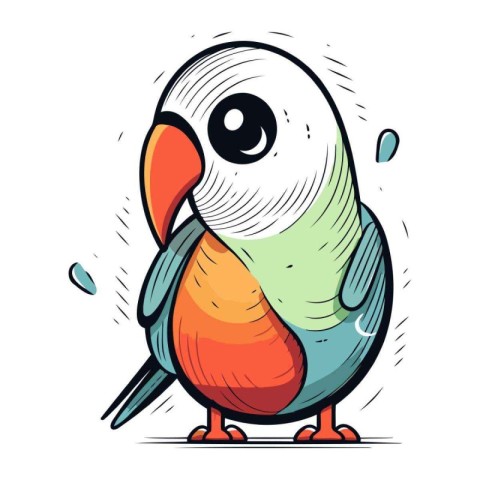 Cute cartoon parrot. Vector illustration isolated on white backg