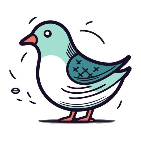 Pigeon vector illustration. Hand drawn doodle style bird.