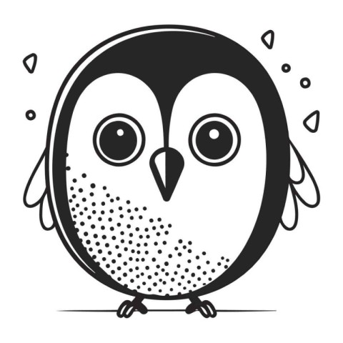 Cute owl. Black and white vector illustration for coloring book.