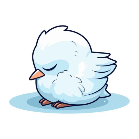 Cute cartoon bird isolated on white background. Vector illustrat