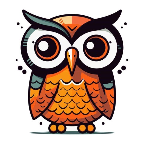 Cute cartoon owl. Vector illustration isolated on a white backgr