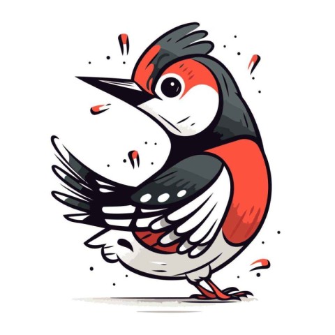 Hand drawn vector illustration of a cute cartoon woodpecker. Iso