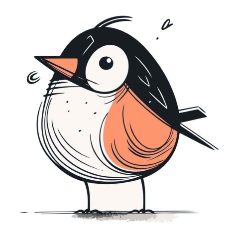 Funny cartoon robin. Vector illustration on a white background.