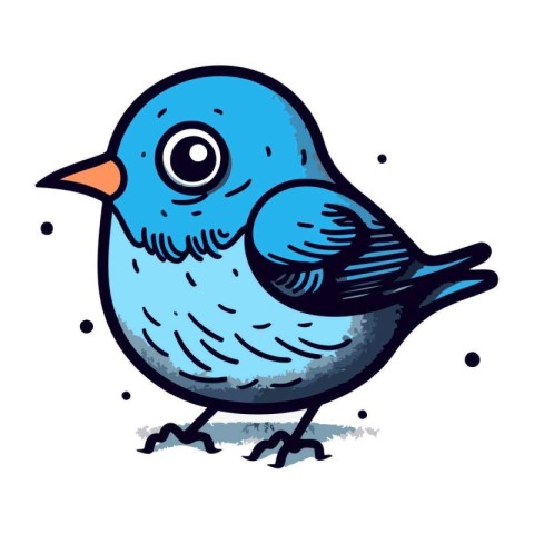 Vector illustration of a blue bird isolated on white background.