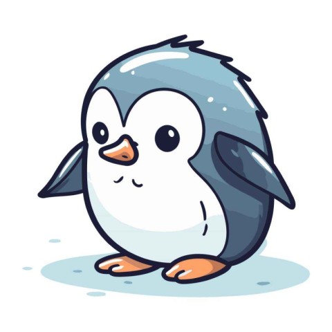 Cute cartoon penguin. Vector illustration isolated on white back