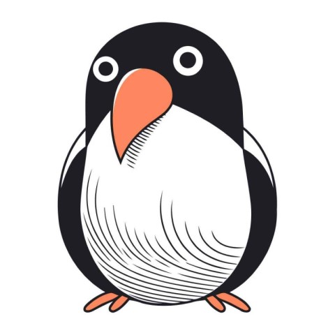 Cute penguin isolated on a white background. Vector illustration