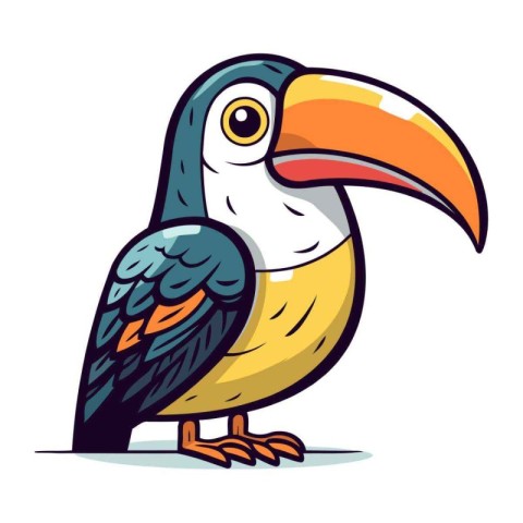 Cartoon toucan bird. Vector illustration isolated on white backg