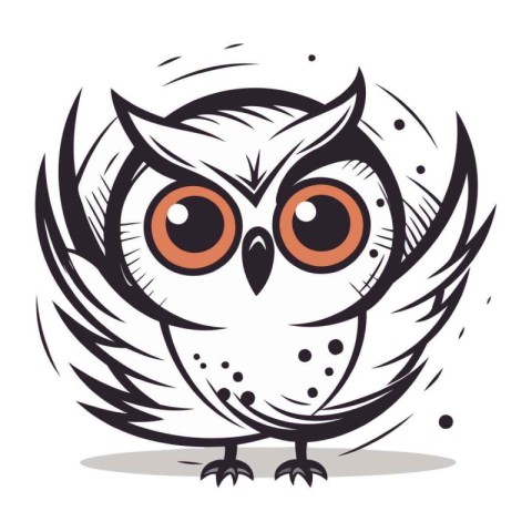 Owl with big eyes. vector illustration isolated on white backgro