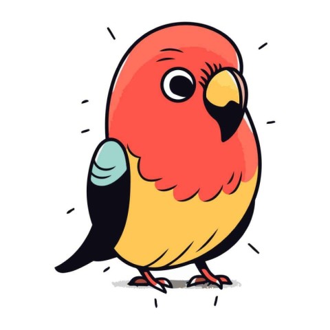 Vector illustration of a cute red parrot on a white background.