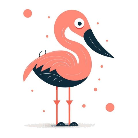 Flamingo. Vector illustration in flat style. Isolated on white b